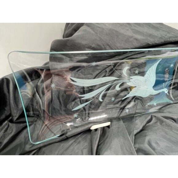 Vintage Etched Bird Vanity Tray Clear Glass Home Accessories Decor Nautical - Picture 2 of 11